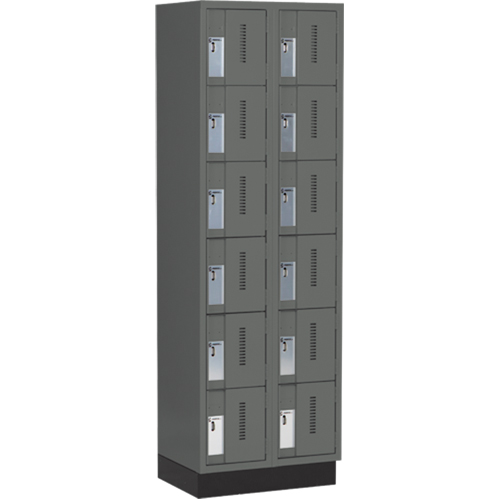 Concorde Heavy-Duty Lockers, 6 -tier, Bank of 2, 24" x 18" x 76", Steel, Charcoal, Welded (Assembled) M & M Nord Ouest Inc