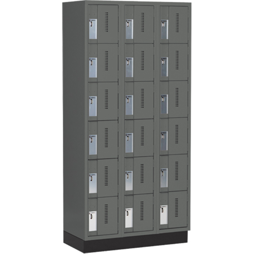Concorde Heavy-Duty Lockers, 6 -tier, Bank of 3, 36" x 18" x 76", Steel, Charcoal, Welded (Assembled) M & M Nord Ouest Inc