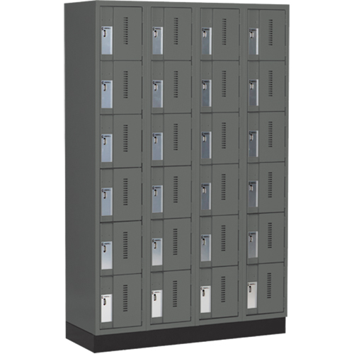 Concorde Heavy-Duty Lockers, 6 -tier, Bank of 4, 48" x 18" x 76", Steel, Charcoal, Welded (Assembled) M & M Nord Ouest Inc