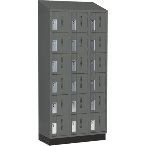 Concorde Heavy-Duty Lockers, 6 -tier, Bank of 3, 36" x 18" x 82", Steel, Charcoal, Welded (Assembled) M & M Nord Ouest Inc