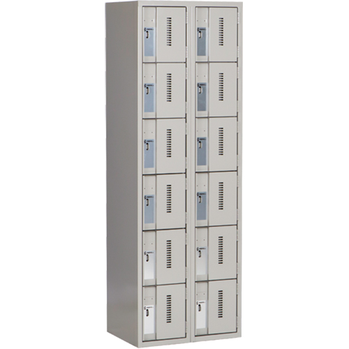 Concorde Heavy-Duty Lockers, 6 -tier, Bank of 2, 24" x 18" x 72", Steel, Grey, Welded (Assembled) M & M Nord Ouest Inc