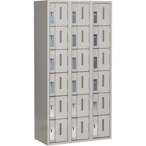 Concorde Heavy-Duty Lockers, 6 -tier, Bank of 3, 36" x 18" x 72", Steel, Grey, Welded (Assembled) M & M Nord Ouest Inc