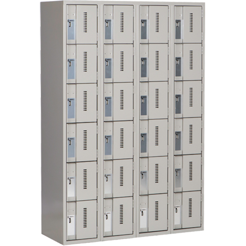 Concorde Heavy-Duty Lockers, 6 -tier, Bank of 4, 48" x 18" x 72", Steel, Grey, Welded (Assembled) M & M Nord Ouest Inc