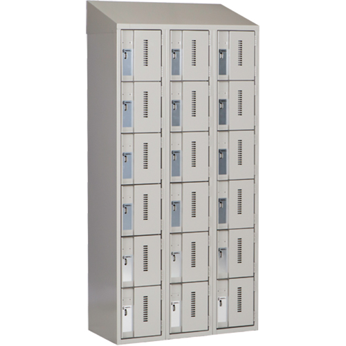 Concorde Heavy-Duty Lockers, 6 -tier, Bank of 3, 36" x 18" x 78", Steel, Grey, Welded (Assembled) M & M Nord Ouest Inc