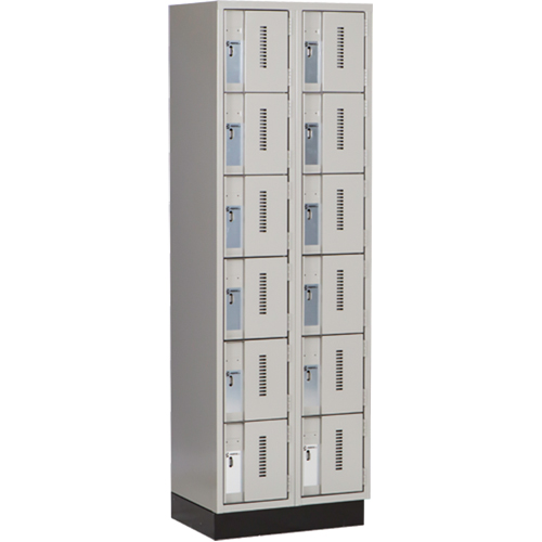 Concorde Heavy-Duty Lockers, 6 -tier, Bank of 2, 24" x 18" x 76", Steel, Grey, Welded (Assembled) M & M Nord Ouest Inc