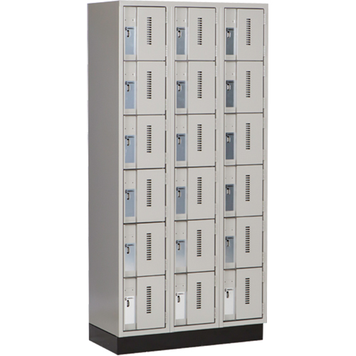 Concorde Heavy-Duty Lockers, 6 -tier, Bank of 3, 36" x 18" x 76", Steel, Grey, Welded (Assembled) M & M Nord Ouest Inc