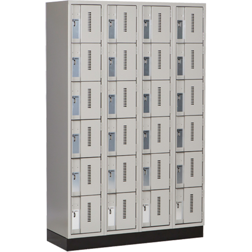 Concorde Heavy-Duty Lockers, 6 -tier, Bank of 4, 48" x 18" x 76", Steel, Grey, Welded (Assembled) M & M Nord Ouest Inc
