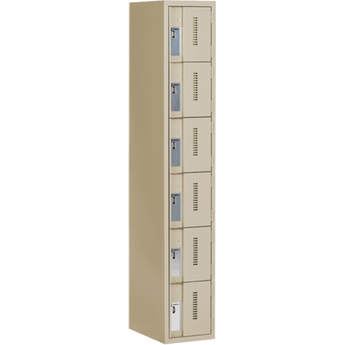 Concorde Heavy-Duty Lockers, 6 -tier, 12" x 18" x 72", Steel, Beige, Welded (Assembled) M & M Nord Ouest Inc