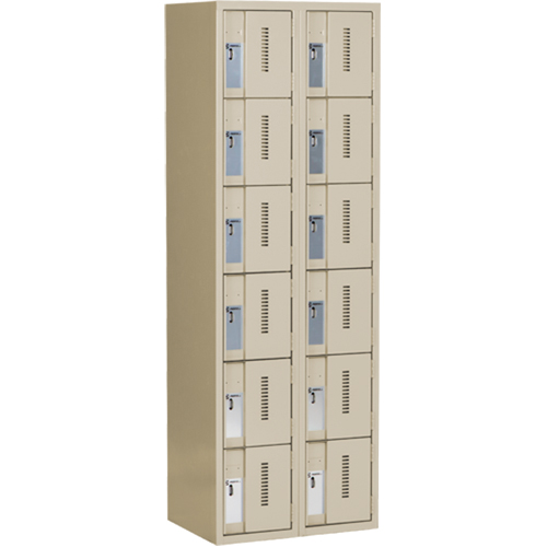 Concorde Heavy-Duty Lockers, 6 -tier, Bank of 2, 24" x 18" x 72", Steel, Beige, Welded (Assembled) M & M Nord Ouest Inc