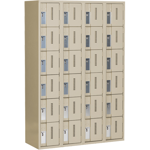 Concorde Heavy-Duty Lockers, 6 -tier, Bank of 4, 48" x 18" x 72", Steel, Beige, Welded (Assembled) M & M Nord Ouest Inc