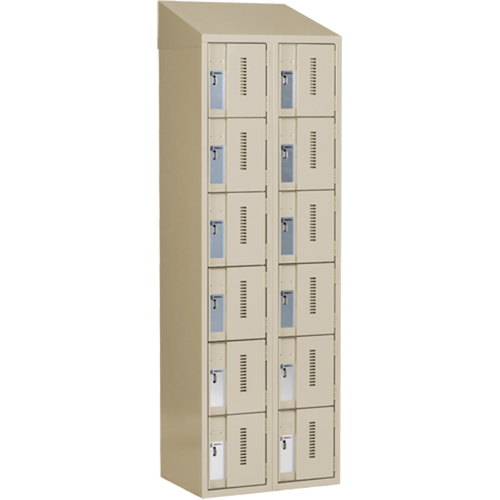 Concorde Heavy-Duty Lockers, 6 -tier, Bank of 2, 24" x 18" x 78", Steel, Beige, Welded (Assembled) M & M Nord Ouest Inc