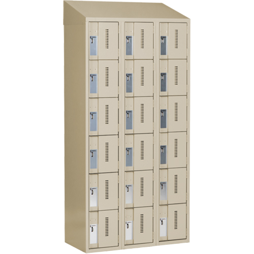 Concorde Heavy-Duty Lockers, 6 -tier, Bank of 3, 36" x 18" x 78", Steel, Beige, Welded (Assembled) M & M Nord Ouest Inc