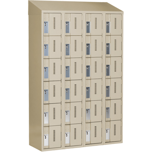 Concorde Heavy-Duty Lockers, 6 -tier, Bank of 4, 48" x 18" x 78", Steel, Beige, Welded (Assembled) M & M Nord Ouest Inc