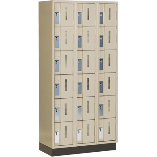 Concorde Heavy-Duty Lockers, 6 -tier, Bank of 3, 36" x 18" x 76", Steel, Beige, Welded (Assembled) M & M Nord Ouest Inc