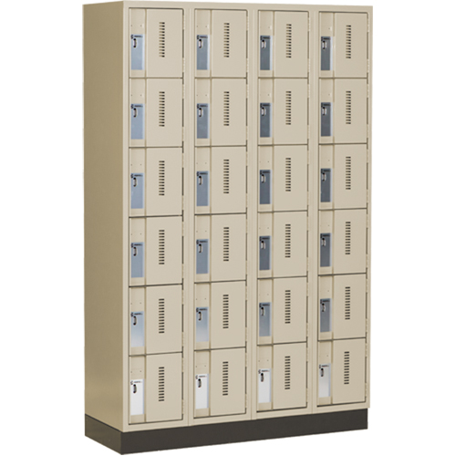 Concorde Heavy-Duty Lockers, 6 -tier, Bank of 4, 48" x 18" x 76", Steel, Beige, Welded (Assembled) M & M Nord Ouest Inc