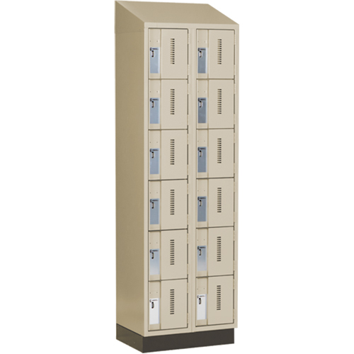 Concorde Heavy-Duty Lockers, 6 -tier, Bank of 2, 24" x 18" x 82", Steel, Beige, Welded (Assembled) M & M Nord Ouest Inc