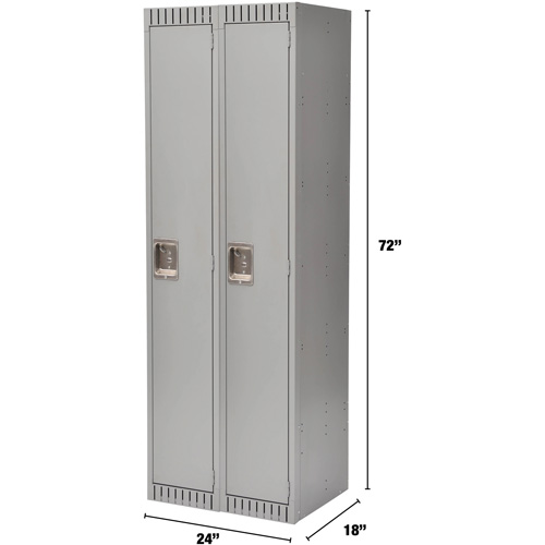 Lockers, Bank of 2, 24" x 18" x 72", Steel, Grey, Rivet (Assembled) M & M Nord Ouest Inc