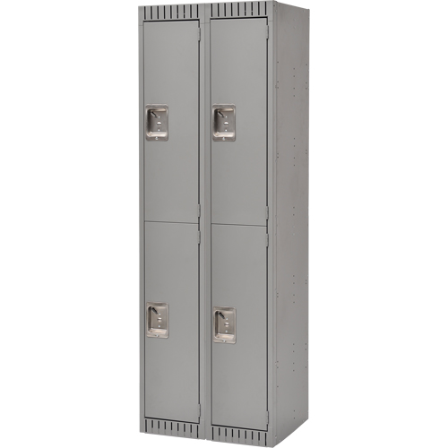 Lockers, 2 -tier, Bank of 2, 24" x 18" x 72", Steel, Grey, Knocked Down M & M Nord Ouest Inc