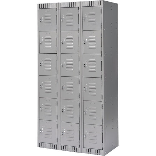 Casiers, 6 niveaux, Bloc de 3, 36" x 18" x 72", Acier, Gris, D&eacute;mont&eacute; M & M Nord Ouest Inc