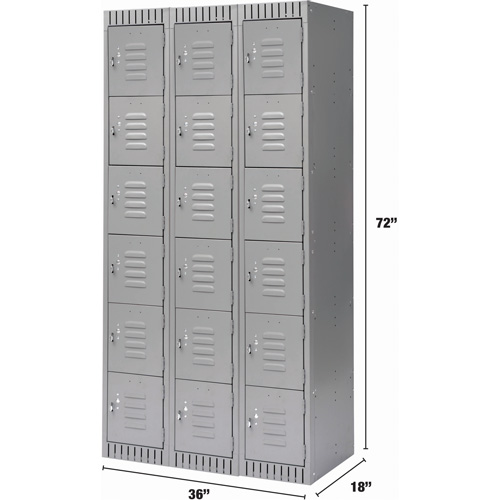 Casiers, 6 niveaux, Bloc de 3, 36" x 18" x 72", Acier, Gris, D&eacute;mont&eacute; M & M Nord Ouest Inc