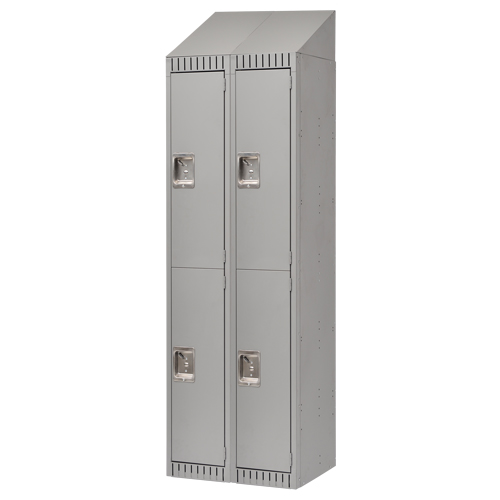 Lockers, 2 -tier, Bank of 2, 24" x 18" x 82", Steel, Grey, Knocked Down M & M Nord Ouest Inc