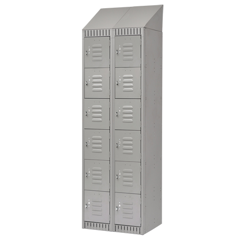 Lockers, 6 -tier, Bank of 2, 24" x 18" x 82", Steel, Grey, Knocked Down M & M Nord Ouest Inc