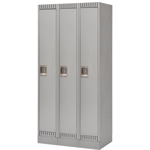 Lockers, Bank of 3, 36" x 18" x 76", Steel, Grey, Knocked Down M & M Nord Ouest Inc