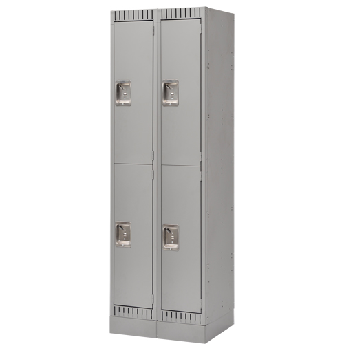 Lockers, 2 -tier, Bank of 2, 24" x 18" x 76", Steel, Grey, Knocked Down M & M Nord Ouest Inc