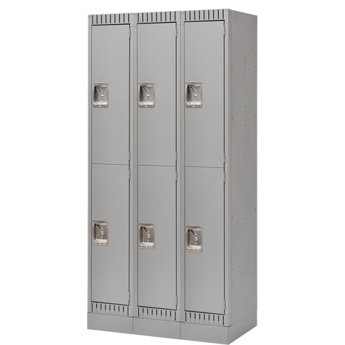 Lockers, 2 -tier, Bank of 3, 36" x 18" x 76", Steel, Grey, Knocked Down M & M Nord Ouest Inc