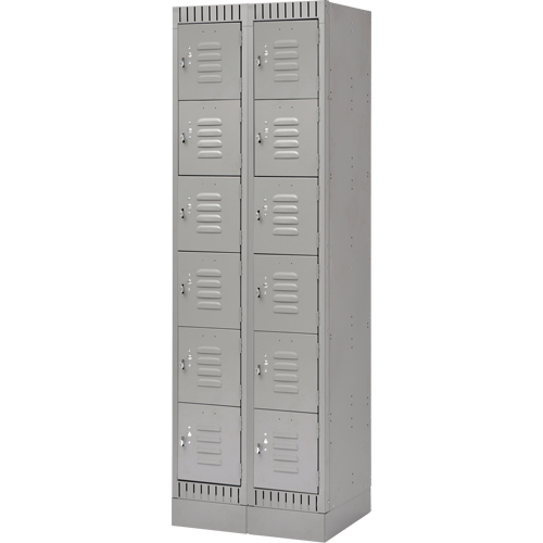 Lockers, 6 -tier, Bank of 2, 24" x 18" x 76", Steel, Grey, Knocked Down M & M Nord Ouest Inc