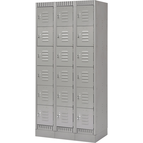 Lockers, 6 -tier, Bank of 3, 36" x 18" x 76", Steel, Grey, Knocked Down M & M Nord Ouest Inc