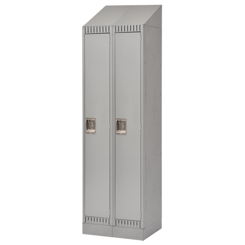 Lockers, Bank of 2, 24" x 18" x 86", Steel, Grey, Knocked Down M & M Nord Ouest Inc
