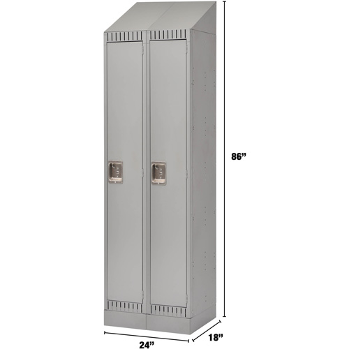 Lockers, Bank of 2, 24" x 18" x 86", Steel, Grey, Knocked Down M & M Nord Ouest Inc