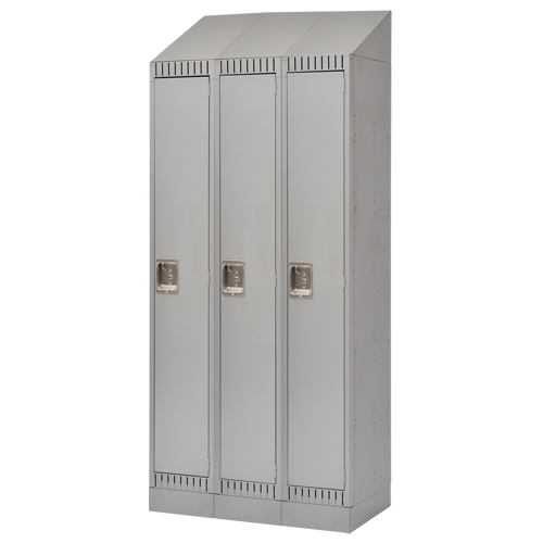 Lockers, Bank of 3, 36" x 18" x 86", Steel, Grey, Knocked Down M & M Nord Ouest Inc
