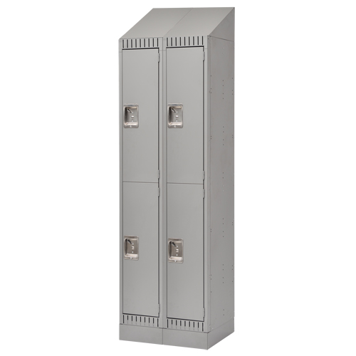 Assembled Lockers, 2 -tier, Bank of 2, 24" x 18" x 72", Steel, Grey, Rivet (Assembled) M & M Nord Ouest Inc