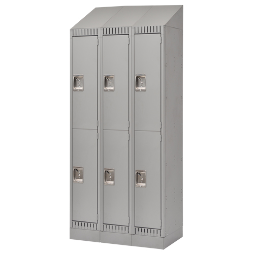 Assembled Lockers, 2 -tier, Bank of 3, 36" x 18" x 72", Steel, Grey, Rivet (Assembled) M & M Nord Ouest Inc