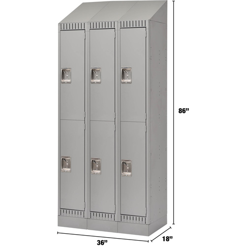 Casiers, 2 niveaux, Bloc de 3, 36" x 18" x 86", Acier, Gris, D&eacute;mont&eacute; M & M Nord Ouest Inc