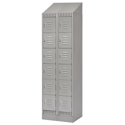 Lockers, 6 -tier, Bank of 2, 24" x 18" x 86", Steel, Grey, Knocked Down M & M Nord Ouest Inc