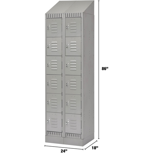 Lockers, 6 -tier, Bank of 2, 24" x 18" x 86", Steel, Grey, Knocked Down M & M Nord Ouest Inc