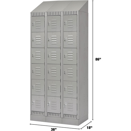 Casiers, 6 niveaux, Bloc de 3, 36" x 18" x 86", Acier, Gris, D&eacute;mont&eacute; M & M Nord Ouest Inc