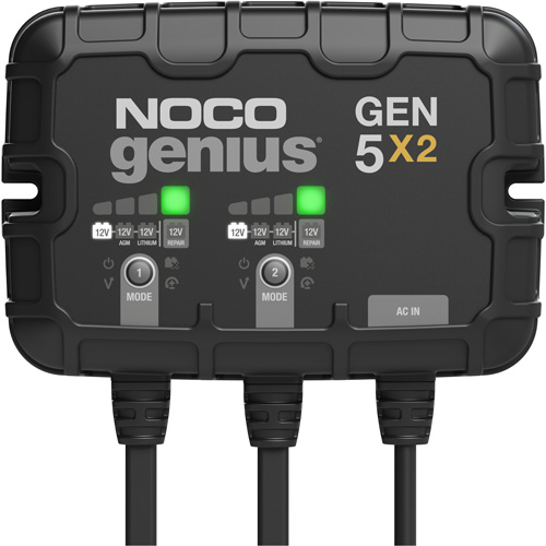 Chargeur de batterie embarqu&eacute; &agrave; 2 sorties de 10 amp&egrave;res Gen5X2 Genius M & M Nord Ouest Inc