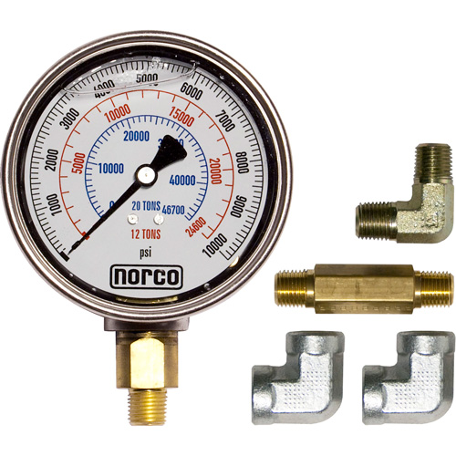 Hydraulic Gauge with Fittings, 4" , Bottom Mount, Analogue M & M Nord Ouest Inc