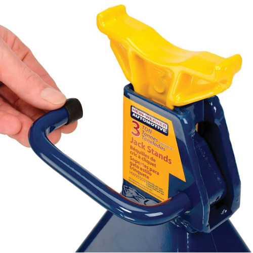Jack Stand, Locking Handle/Ratchet, 3 tons Capacity, 19" H M & M Nord Ouest Inc