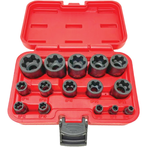EP "Star" Plus Socket Set, 15 Pieces, 1/4"/3/8"/1/2" Drive Size M & M Nord Ouest Inc