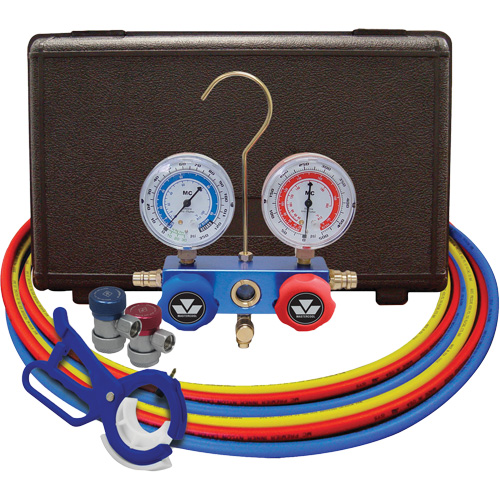 Dual Manifold Gauge Set with Manual Couplers & 3-in-1 Side Mount Can Tap Valve M & M Nord Ouest Inc