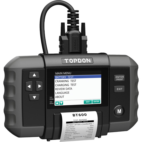 Testeur de batterie 12?V et de syst&egrave;mes 12?V/24?V BT600 avec imprimante int&eacute;gr&eacute;e M & M Nord Ouest Inc