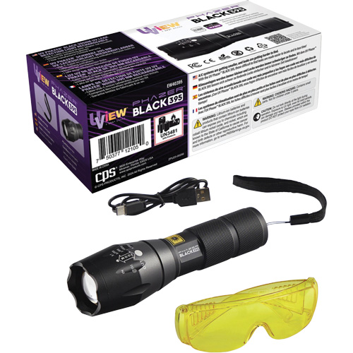 Lampe UV rechargeable pour la d&eacute;tection des fuites UView Phazer BLACK 395 M & M Nord Ouest Inc