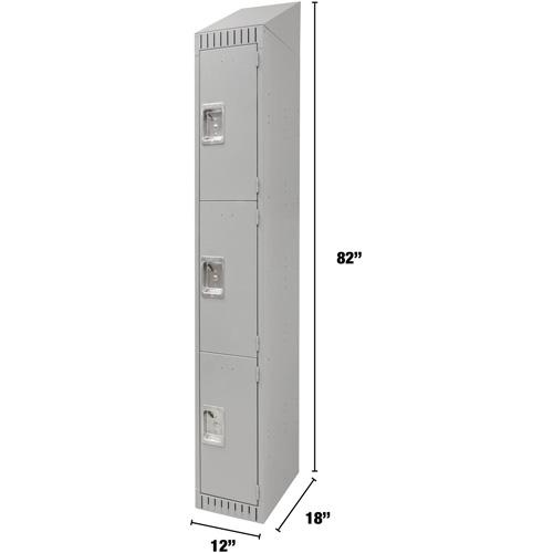 Lockers, 3 -tier, 12" x 18" x 82", Steel, Grey, Knocked Down M & M Nord Ouest Inc