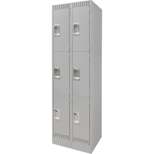 Lockers, 3 -tier, Bank of 2, 24" x 18" x 76", Steel, Grey, Knocked Down M & M Nord Ouest Inc