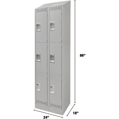 Casiers, 3 niveaux, Bloc de 2, 24" x 18" x 86", Acier, Gris, D&eacute;mont&eacute; M & M Nord Ouest Inc